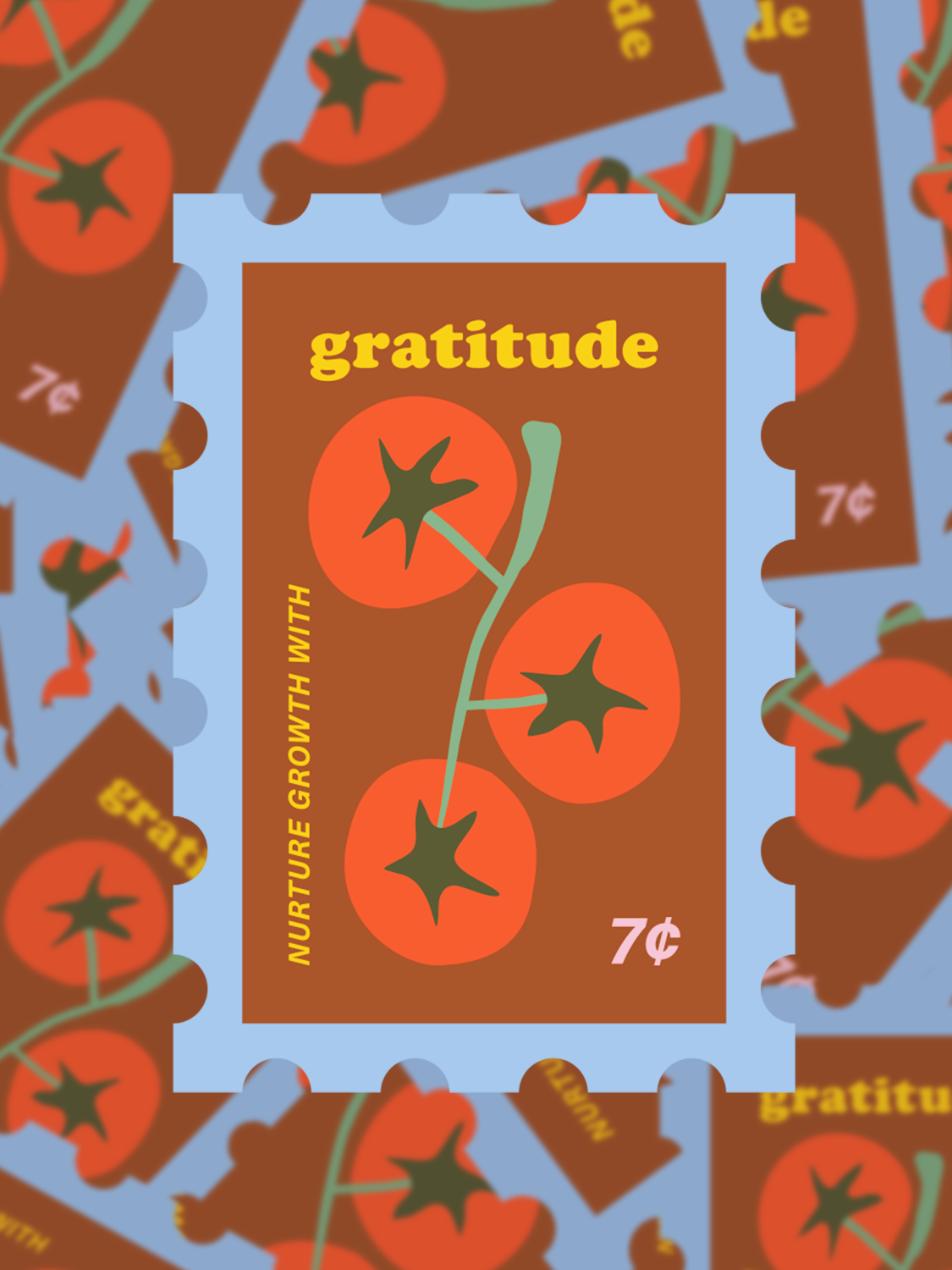 Gratitude Summer Tomato Stamp Sticker