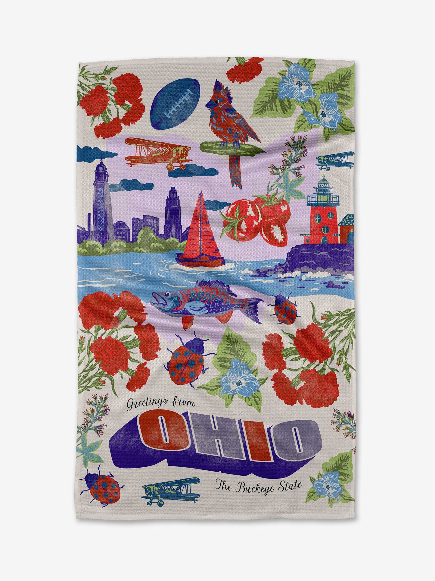 Greetings From Ohio Tea Towel