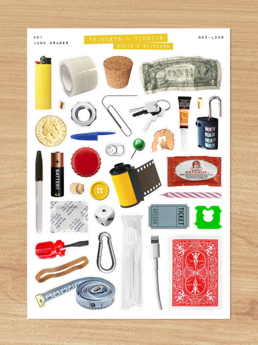 Junk Drawer Trinkets & Tidbits Deco Sticker Sheet
