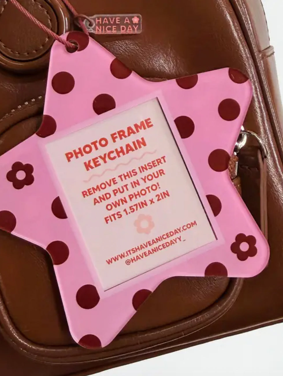 Polka Dot Star Photo Frame Keychain