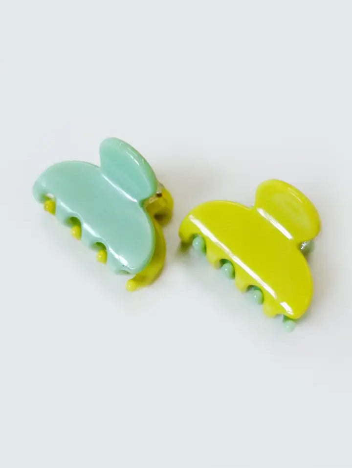 Mini Teal/Green Jelly Hair Claws Set