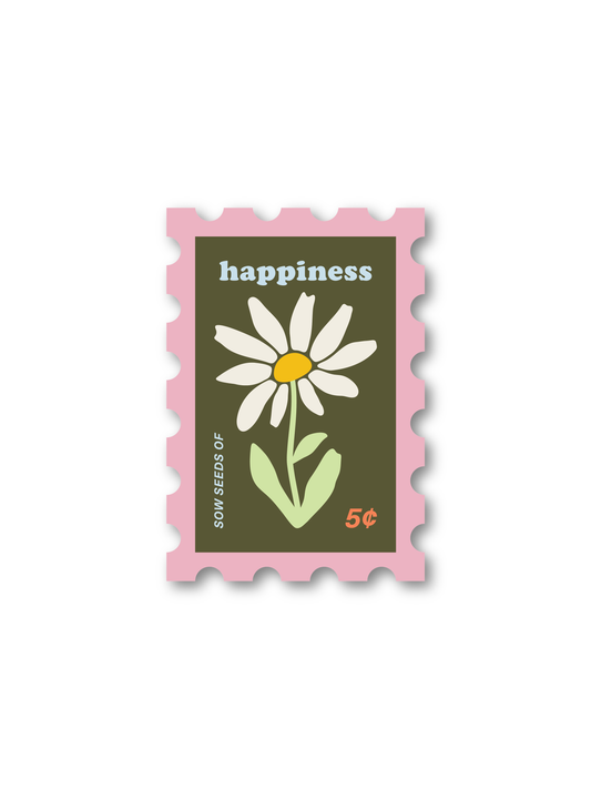 Happiness Spring Daisy Stamp Sticker