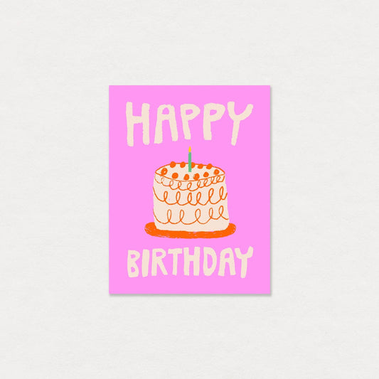 Happy Birthday Pink Cake Card