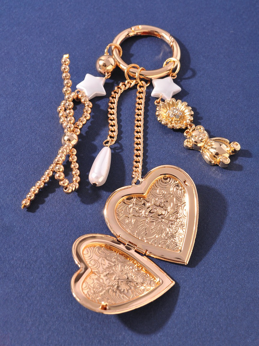 heart locket bag charm