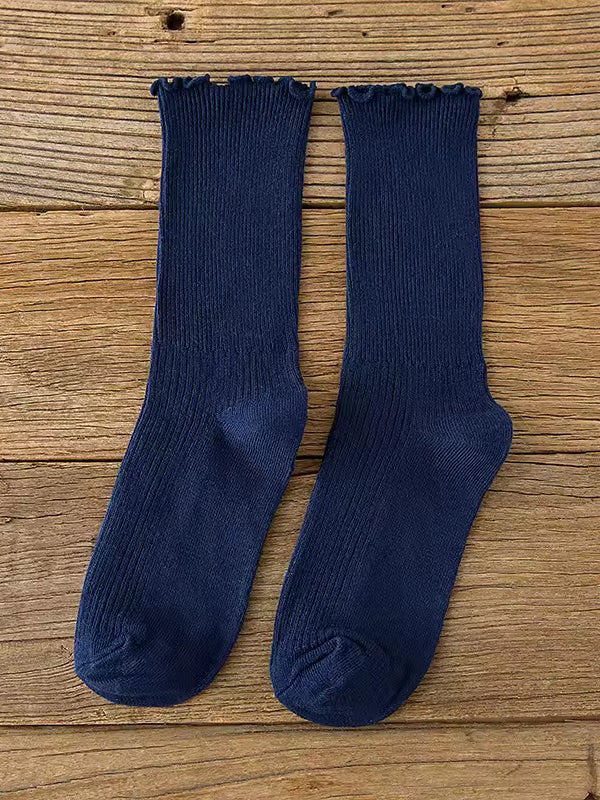 Navy Ruffle Socks