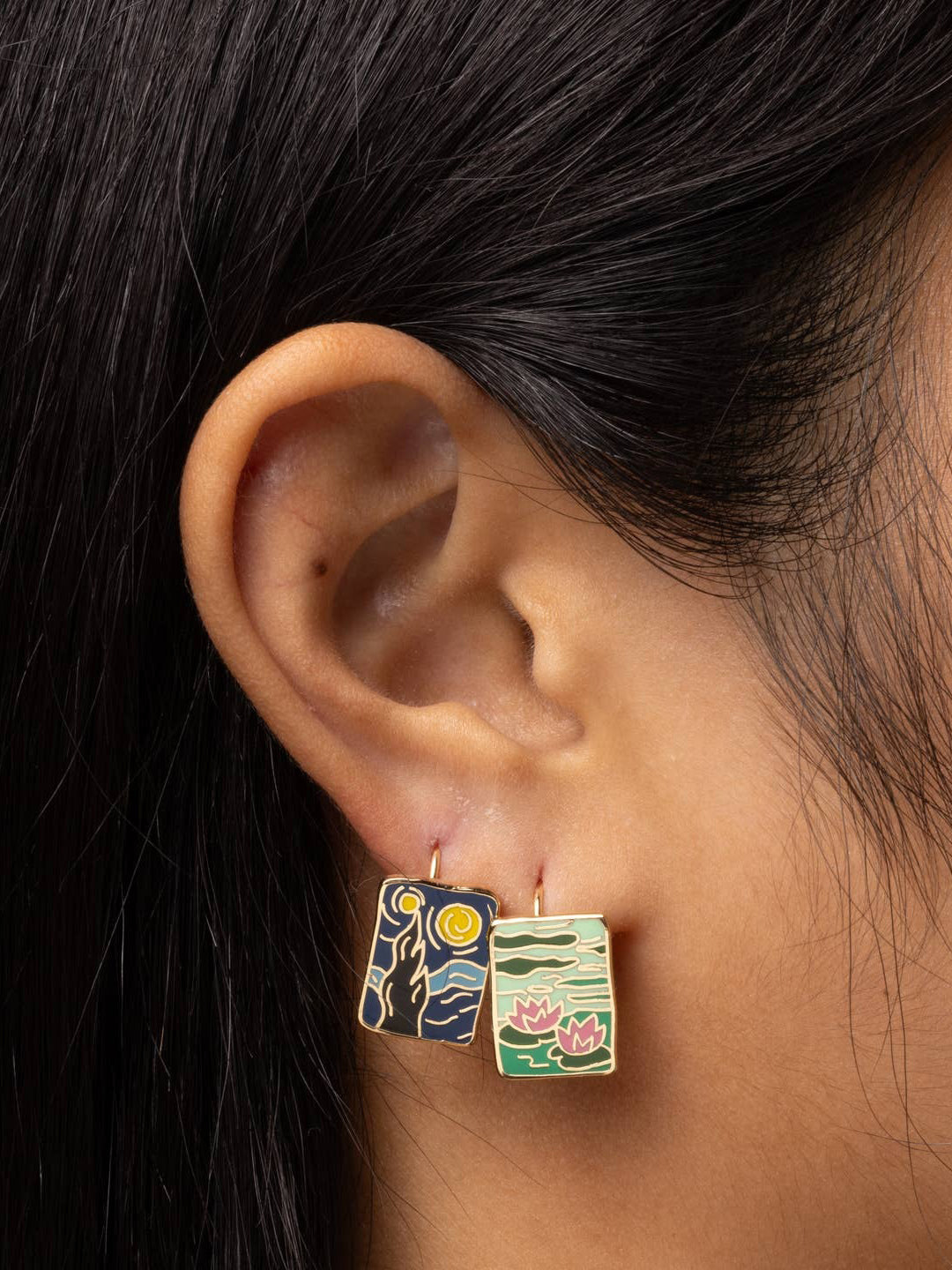 Impressionists Monet Van Gogh Art Drop Earrings