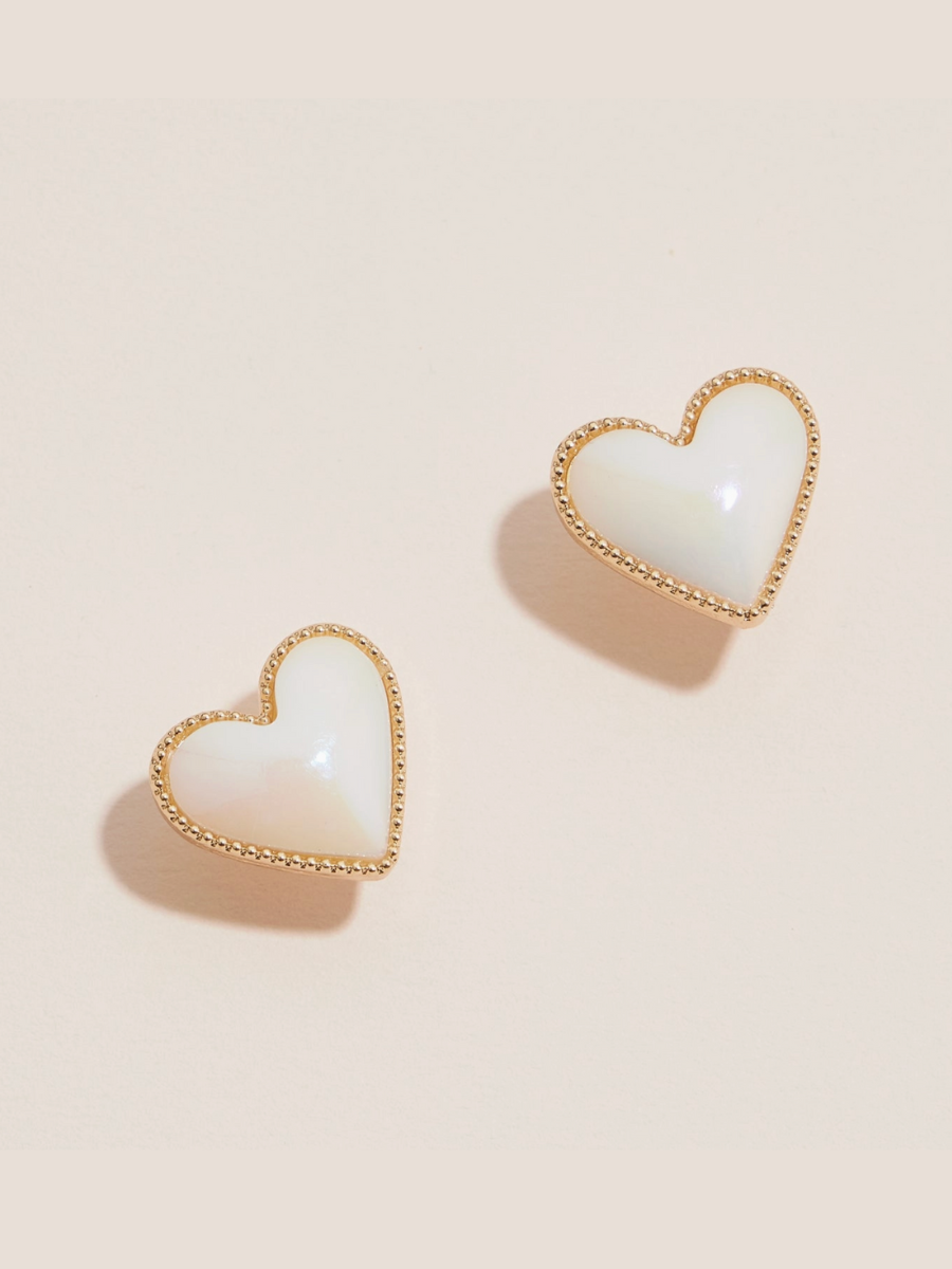 ivory heart stud earrings