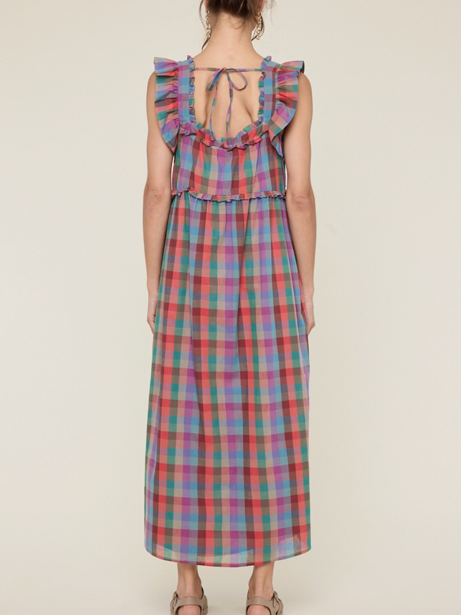 jane plaid midi dress