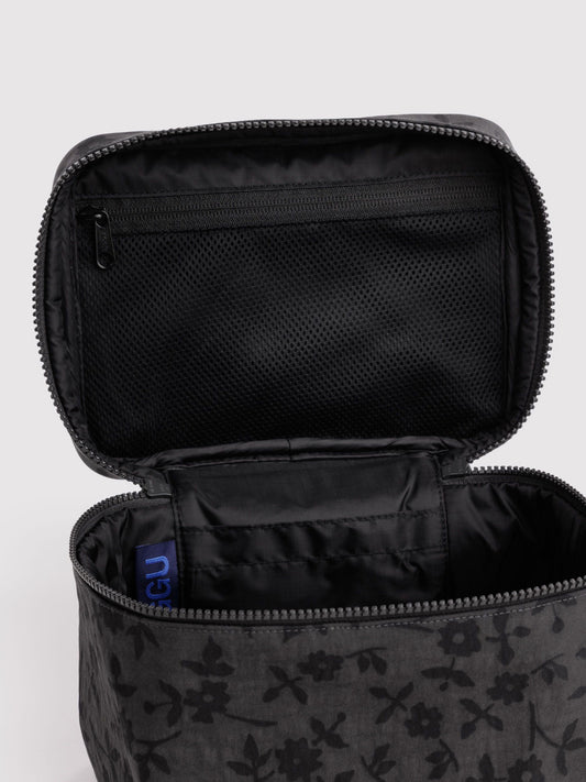 Charcoal Ditsy Floral Large Cosmetic Case