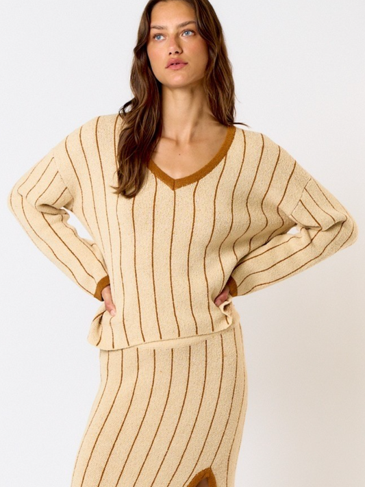 latte striped knit long sleeve