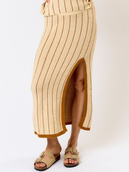 latte striped knit skirt