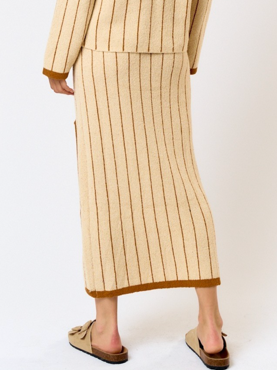 latte striped knit skirt