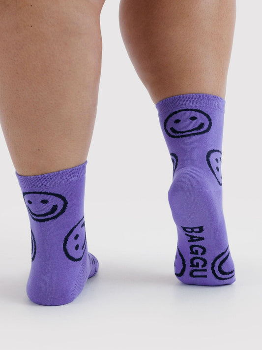Lavender Happy Crew Socks