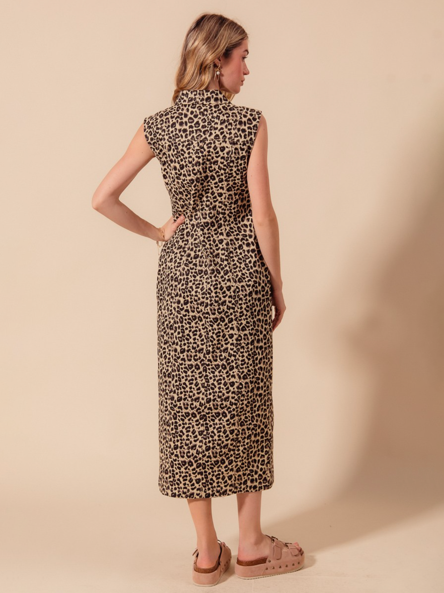 leopard denim dress