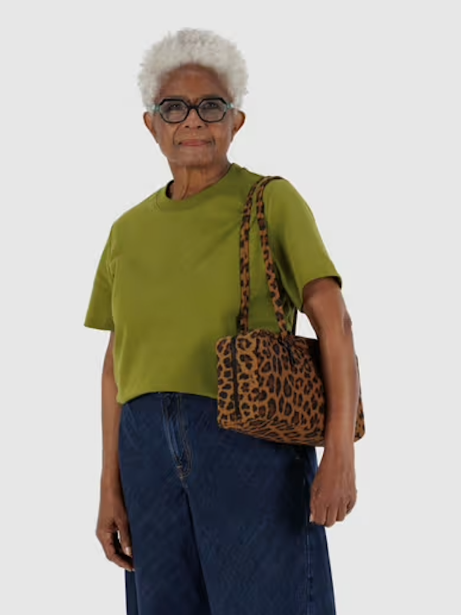 leopard nylon bowler bag
