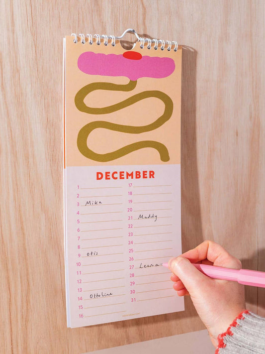 les fleurs undated birthday calendar