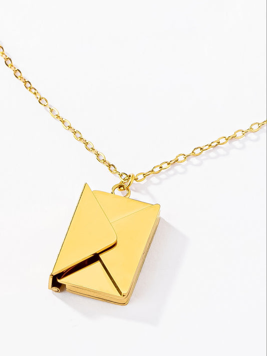 love you gold locket necklace