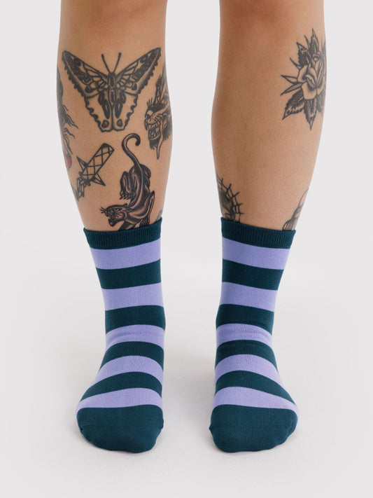 Malachite Stripe Crew Socks