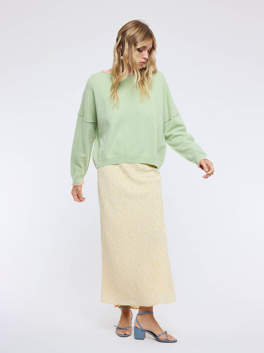 Melon Matcha Boat Neck Sweater