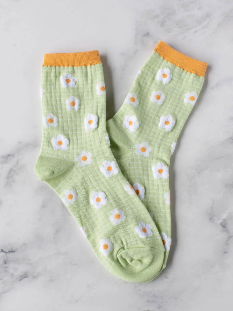 mint spring blooms socks