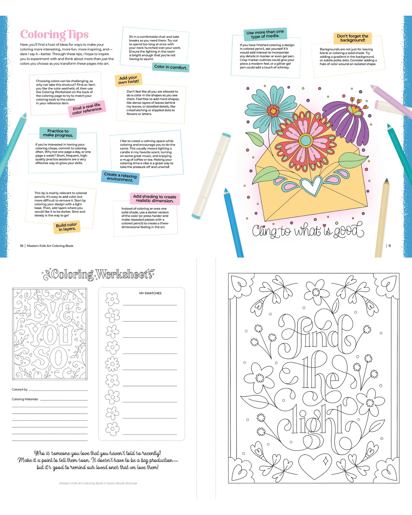 modern folk art coloring book