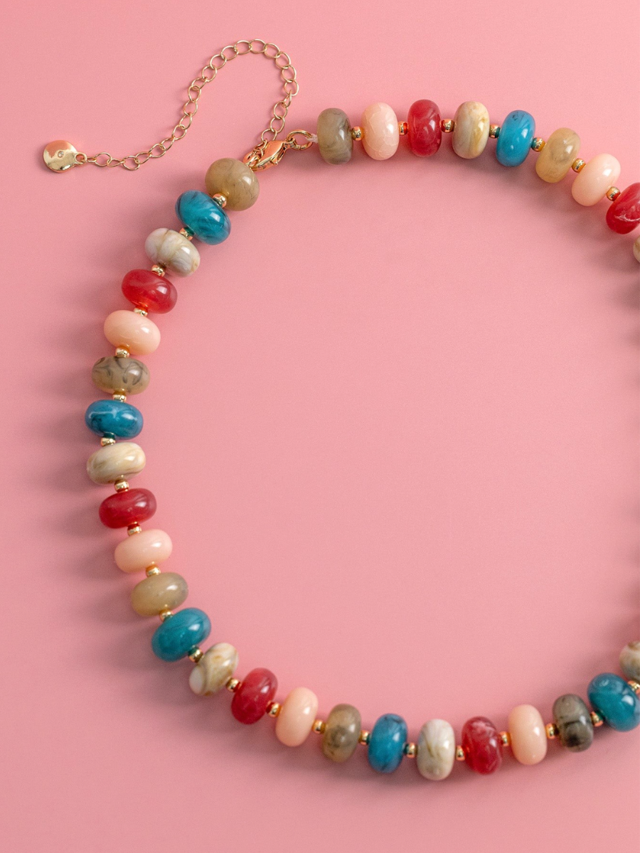 multi swirl chunky beaded necklace