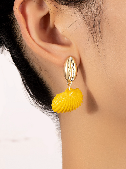 mustard shell drop earrings