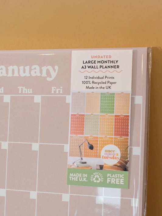 Muted Monthly Undated A3 Wall Calendar