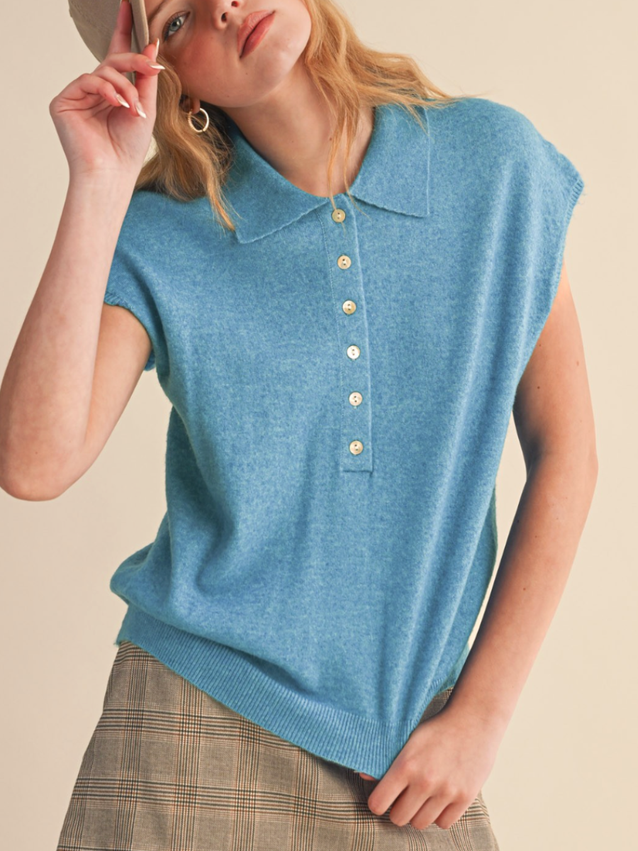 ocean collared sweater vest