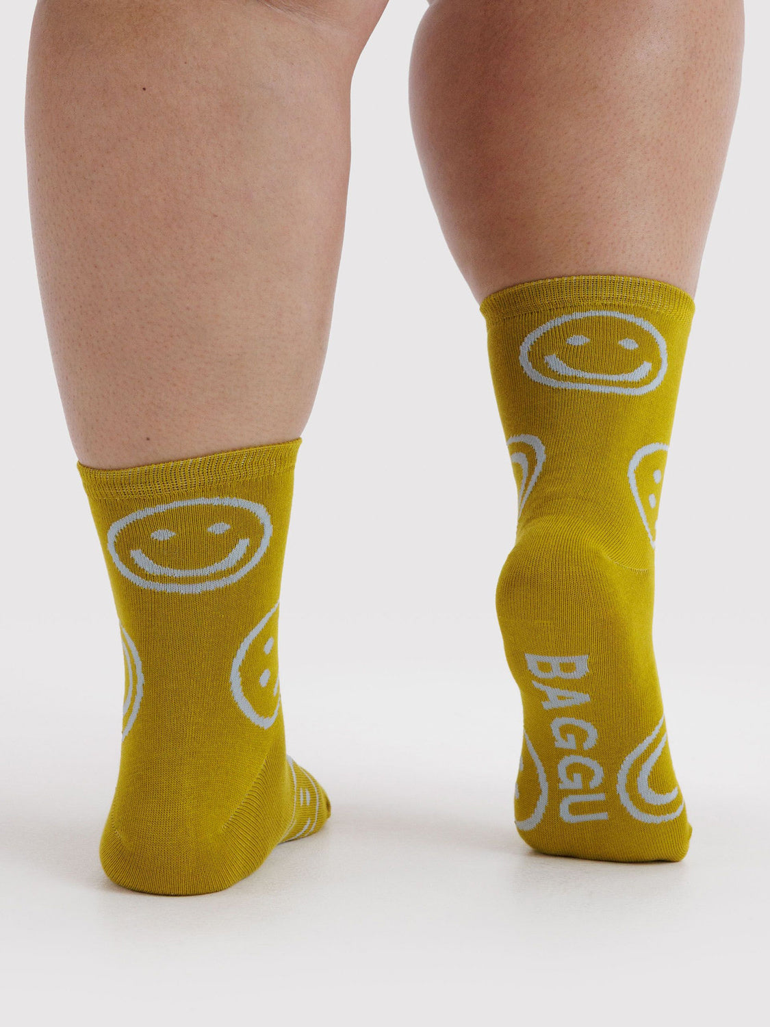 Ochre Happy Crew Socks