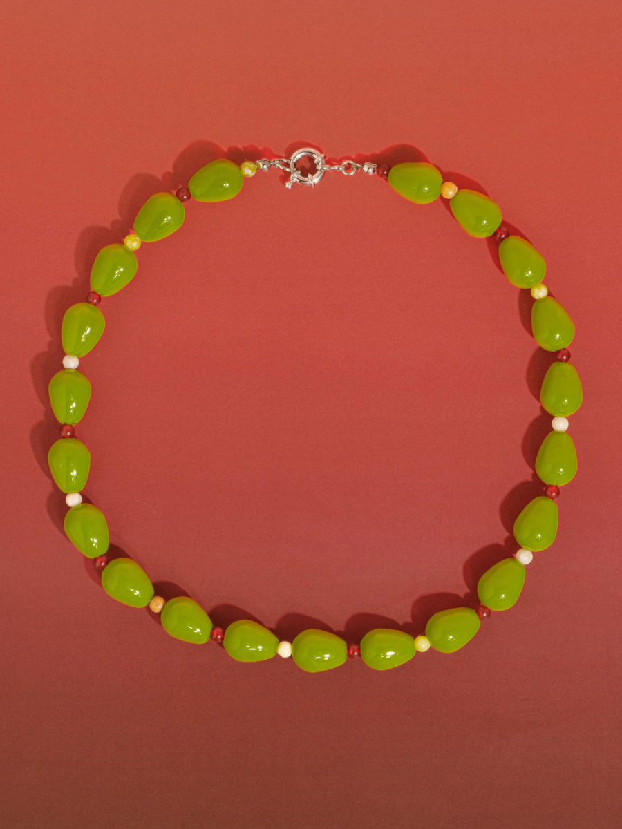 olive beaded necklace