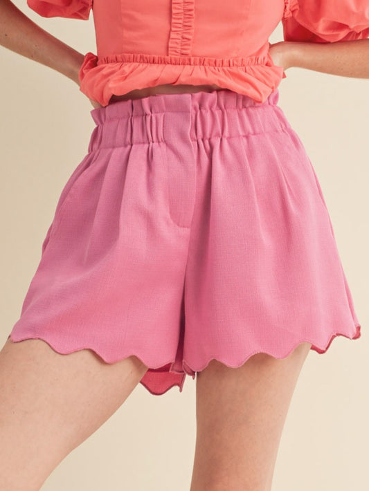 orchid scalloped paper bag shorts