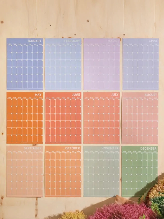 Peachy Hues Monthly Undated A3 Wall Calendar