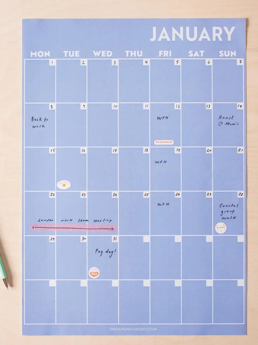 Peachy Hues Monthly Undated A3 Wall Calendar