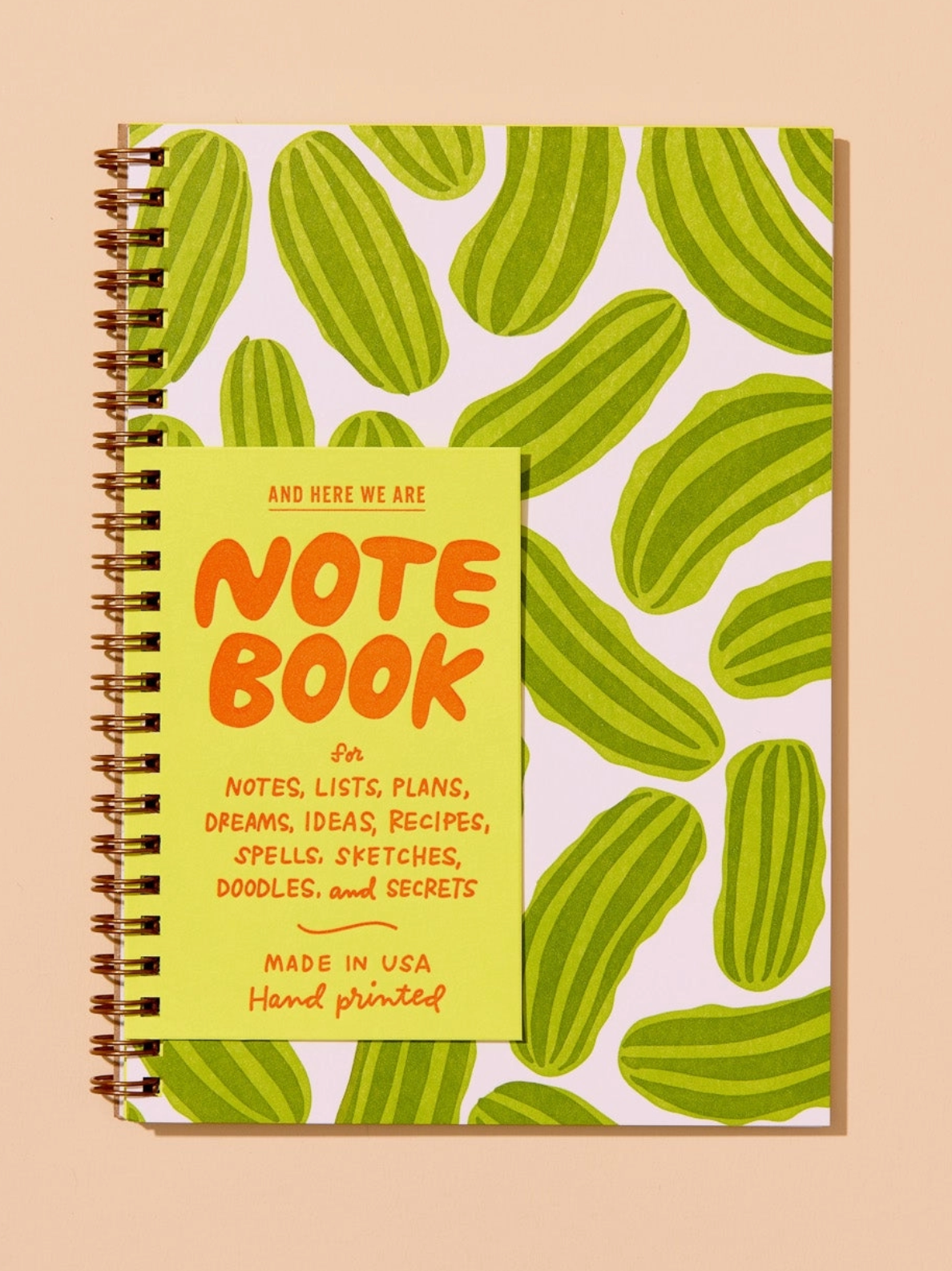 pickles letterpress spiral notebook