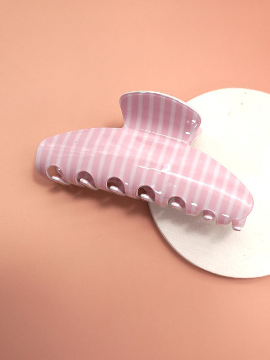 Pink Stripe Hair Claw Clip