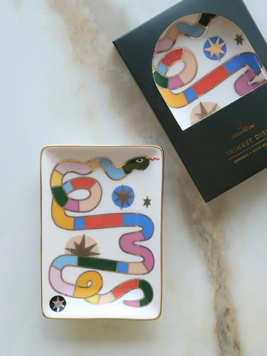 Rainbow Snake Porcelain Trinket Dish