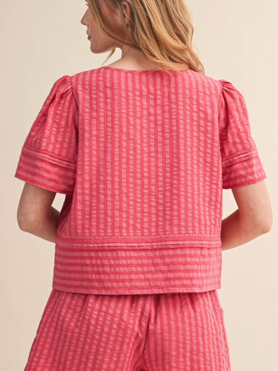 raspberry striped top
