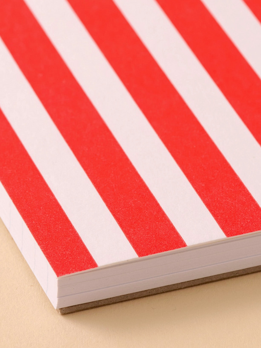 red stripe letterpress spiral pocket notebook