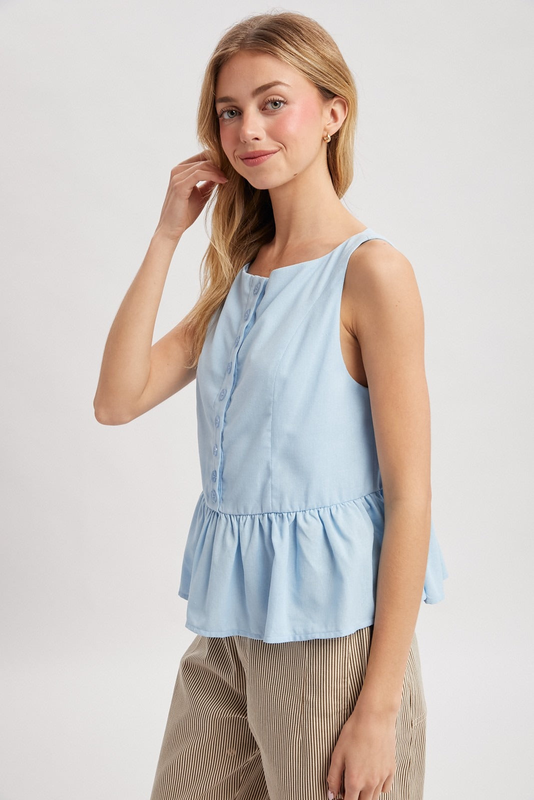 Robin Peplum Button Tank