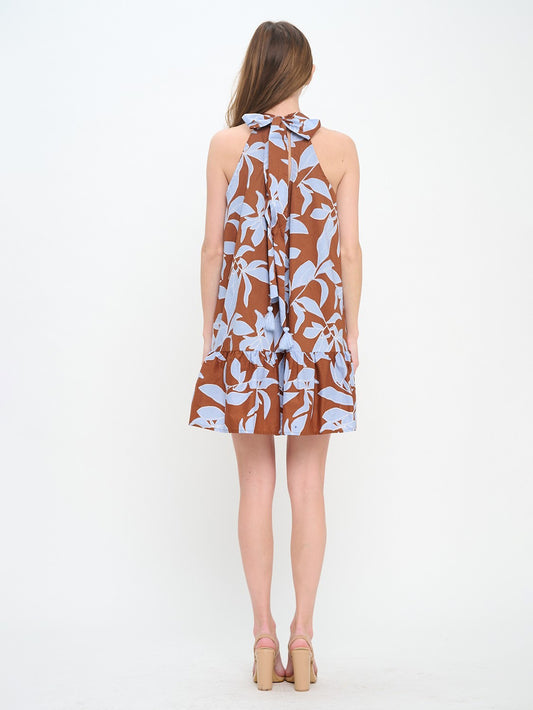 Rosey Haze Halter Dress