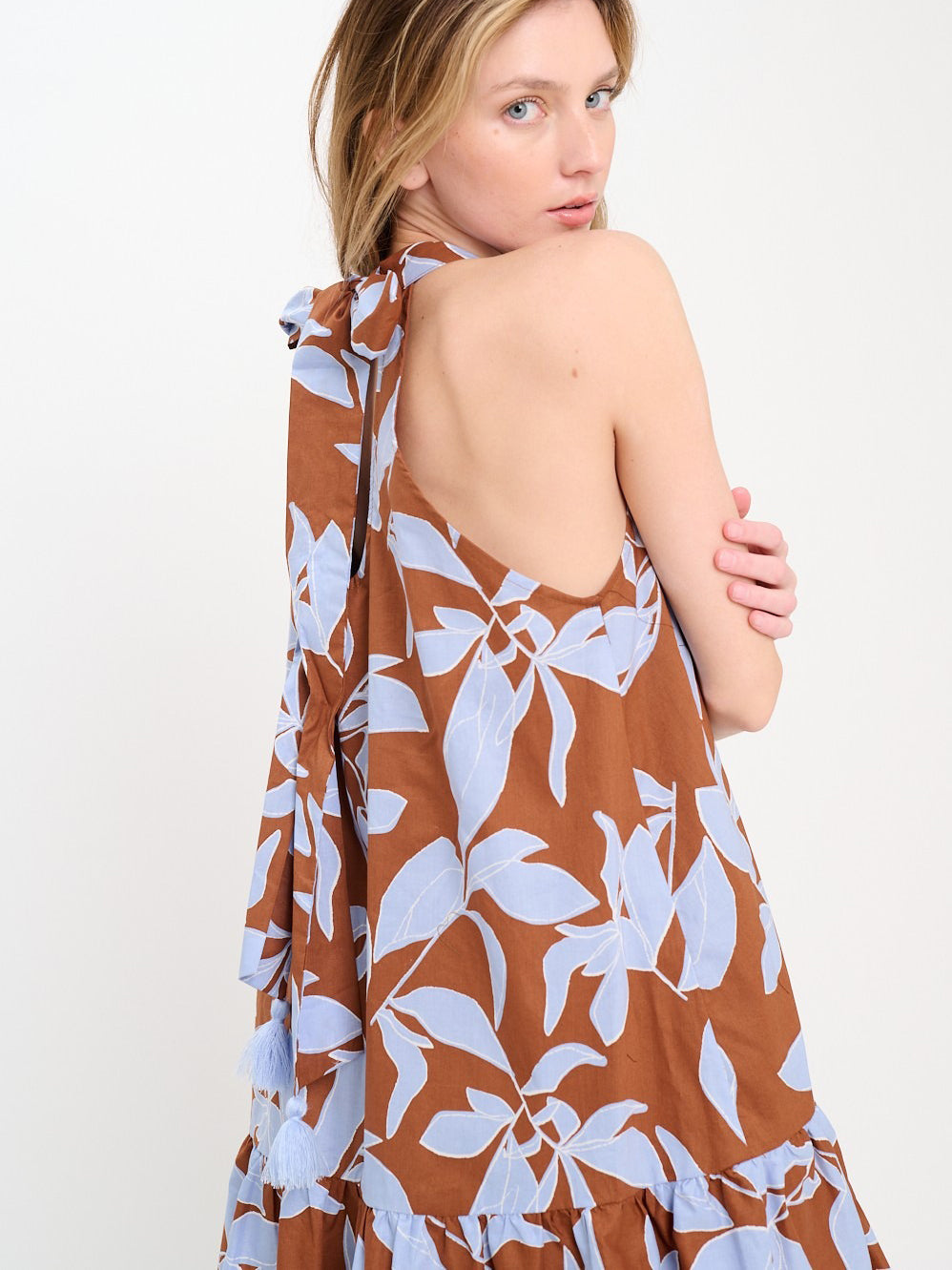 Rosey Haze Halter Dress