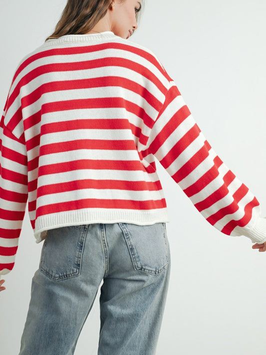Rowan Red Stripe Cardigan