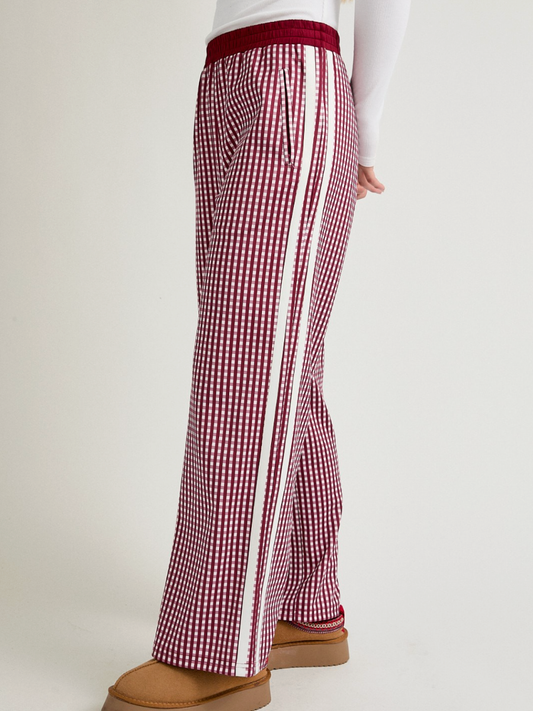ruby gingham track pants