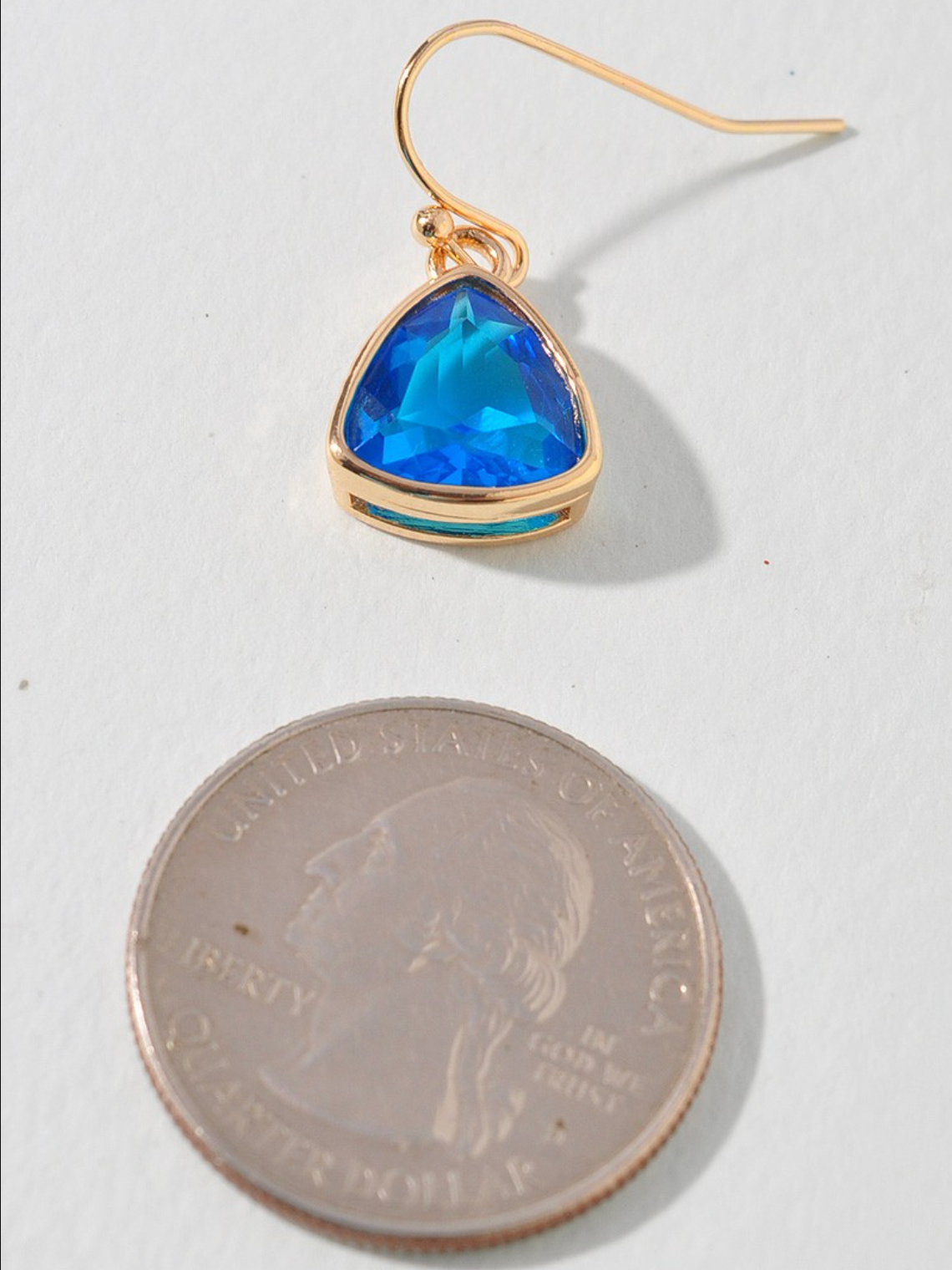 sapphire triangle dangly earrings