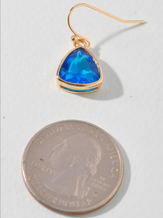 sapphire triangle dangly earrings