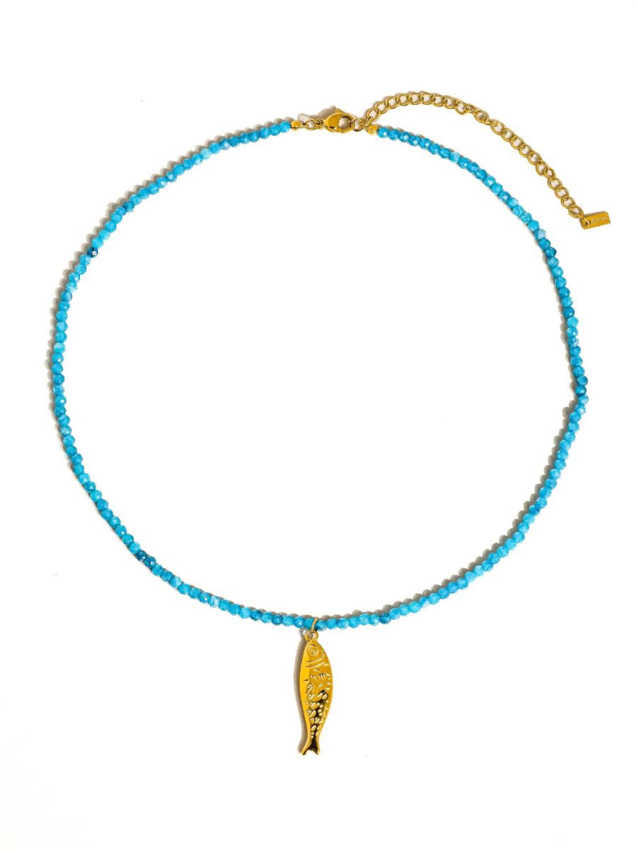 sasha 18k gold-plated fish beaded necklace
