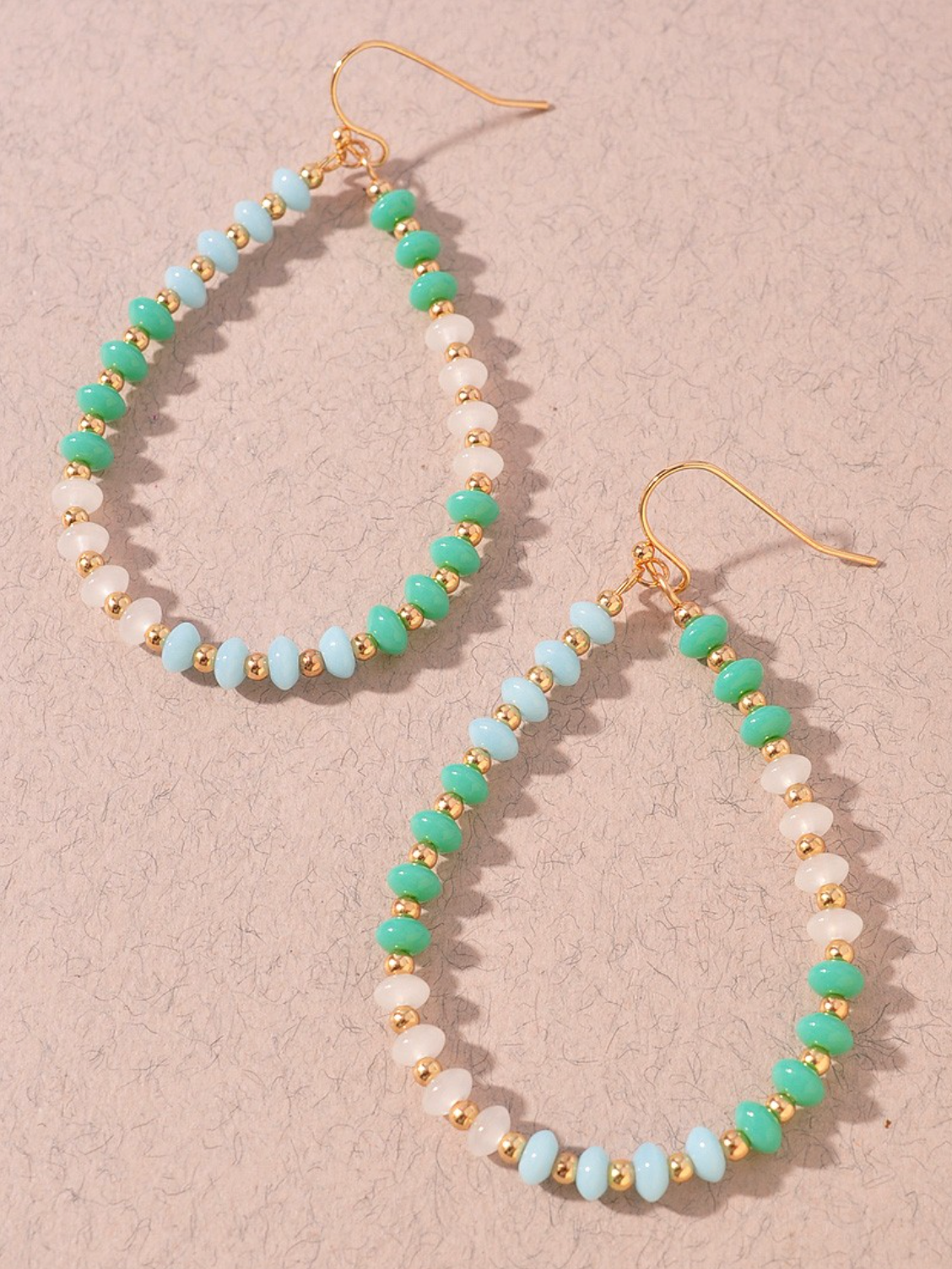seafoam beaded teardrop earrings