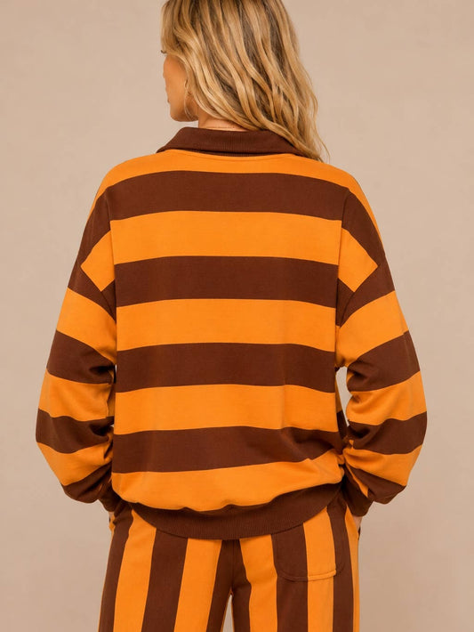 Spice Striped Rugby Pullover