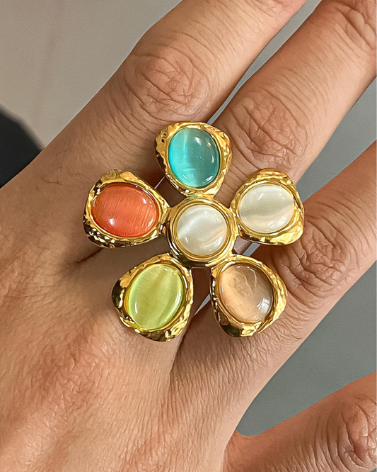 stephanie 18k gold-plated flower ring